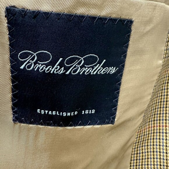 BROOKS BROTHERS Mens Wool Blazer 42R Brown Houndstooth Sport Coat Classic Preppy - Picture 8 of 16